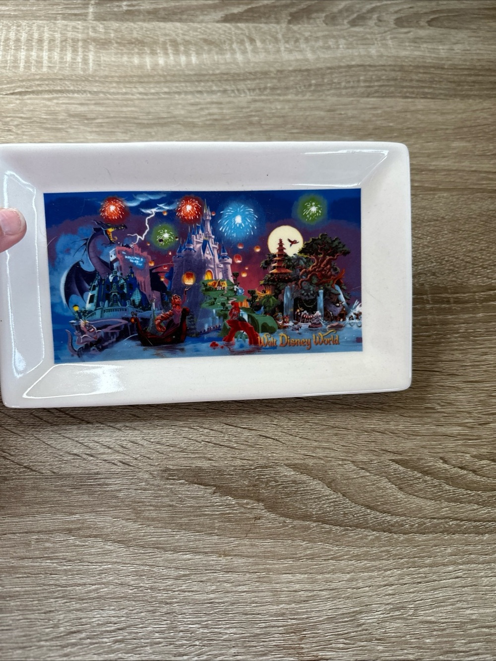 Disney Parks Walt Disney World Ceramic Trinket Key Tray 8” Long Retired